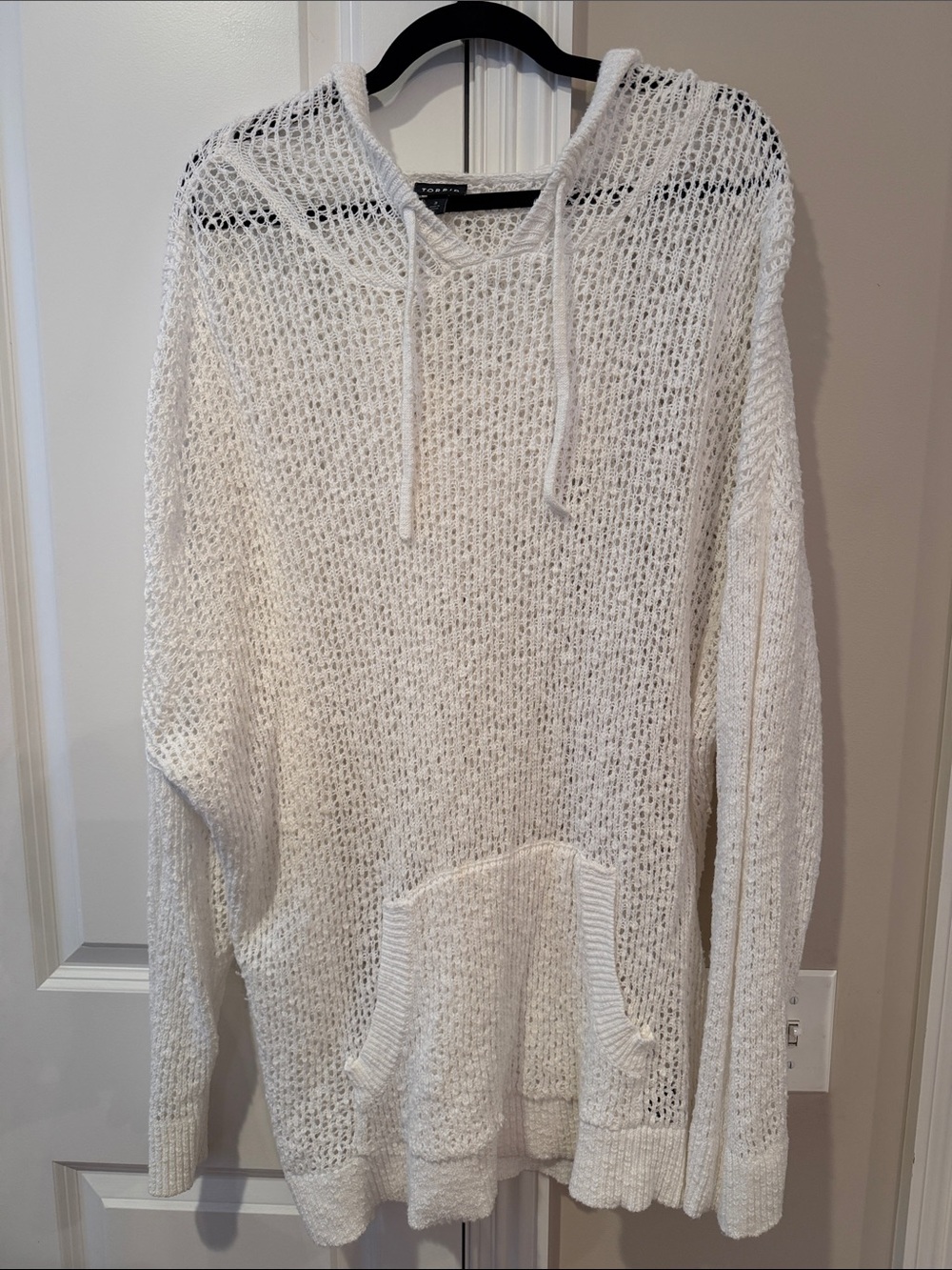 torrid Cream Open-Knit Hooded Sweater